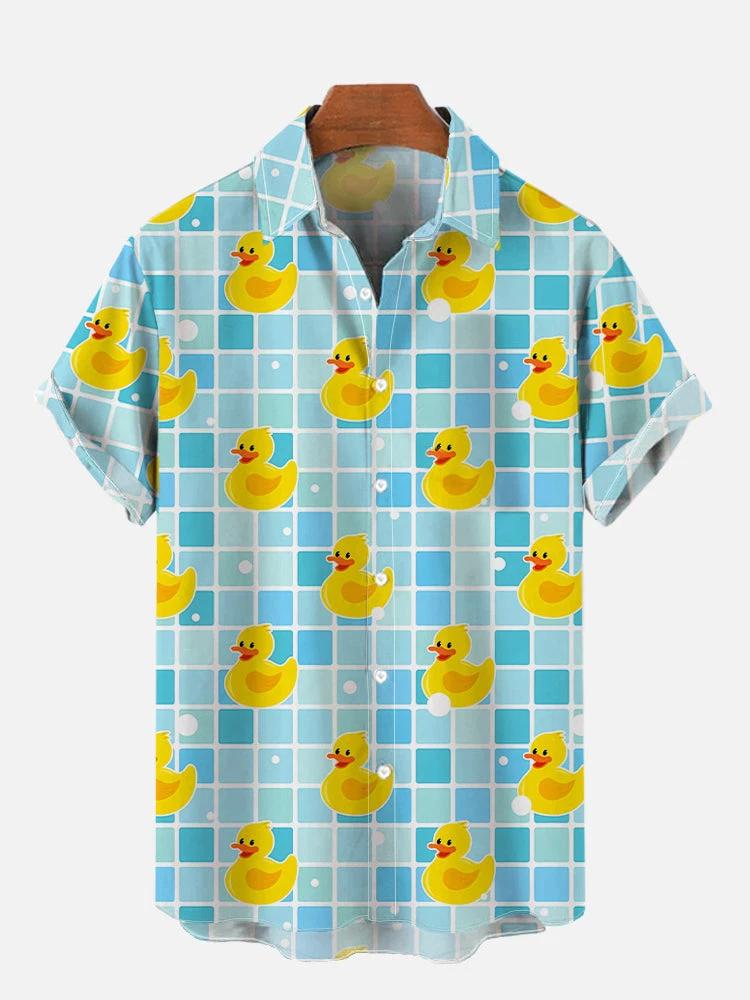 Chemises de cosplay unisexes à manches courtes pour hommes, impression de canard mignon, impression