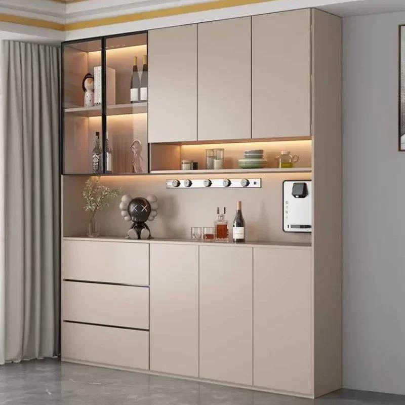 Buffet autoportant avec portes en verre et portes de proximité, grande armoire de cuisine moderne, b