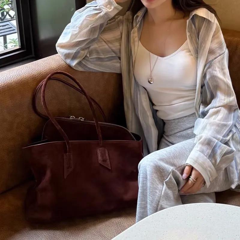Sac à main polyvalent en Faux daim, couleur unie, à la mode, produit de haute qualité, grande capaci