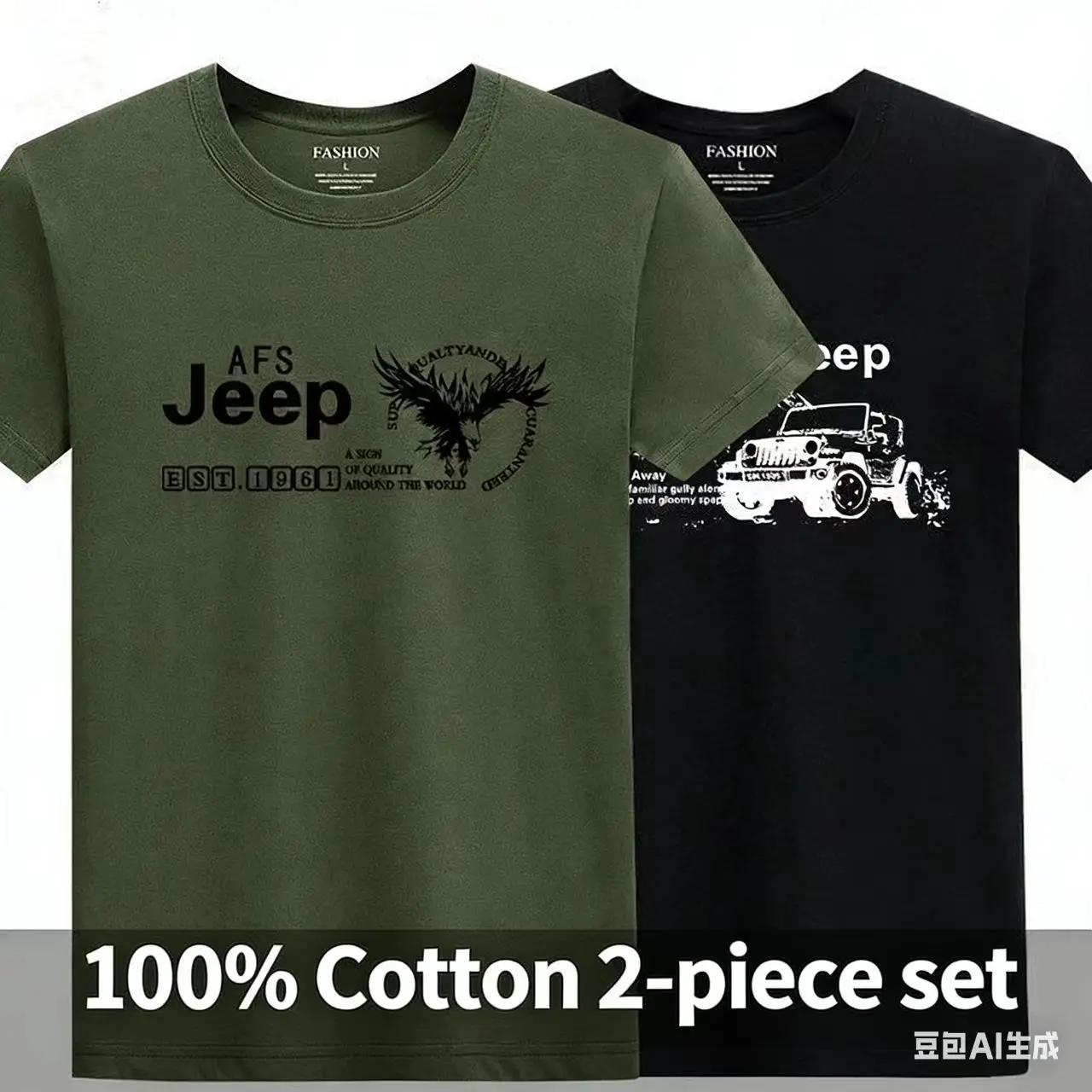 T-shirt Homme Jeep 2026 Nouvelle Collection Haute Qualité Été 100% Coton Épais Imprimé Sport Respira