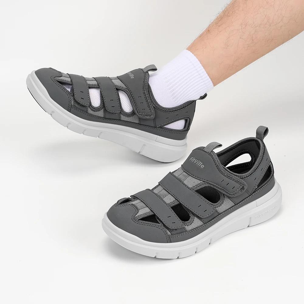 FitVille – sandales élargies pour hommes, chaussures de diabète décontractées, légères pour la fasci