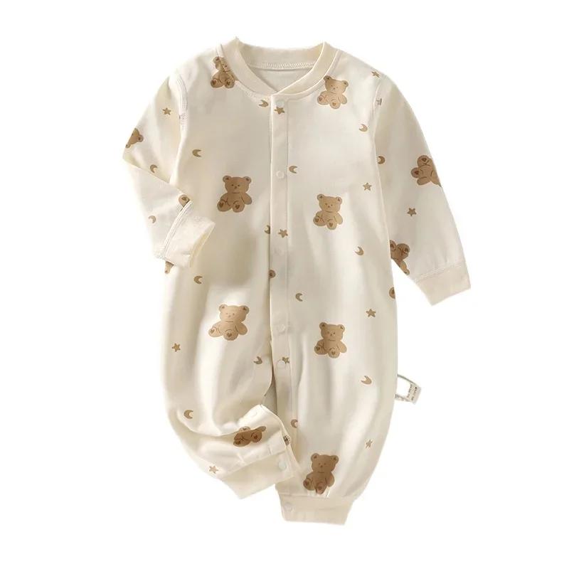 Vêtements d'automne pour bébé, 100 coton, sous-vêtements pour nouveau-né, barboteuse à manches longu