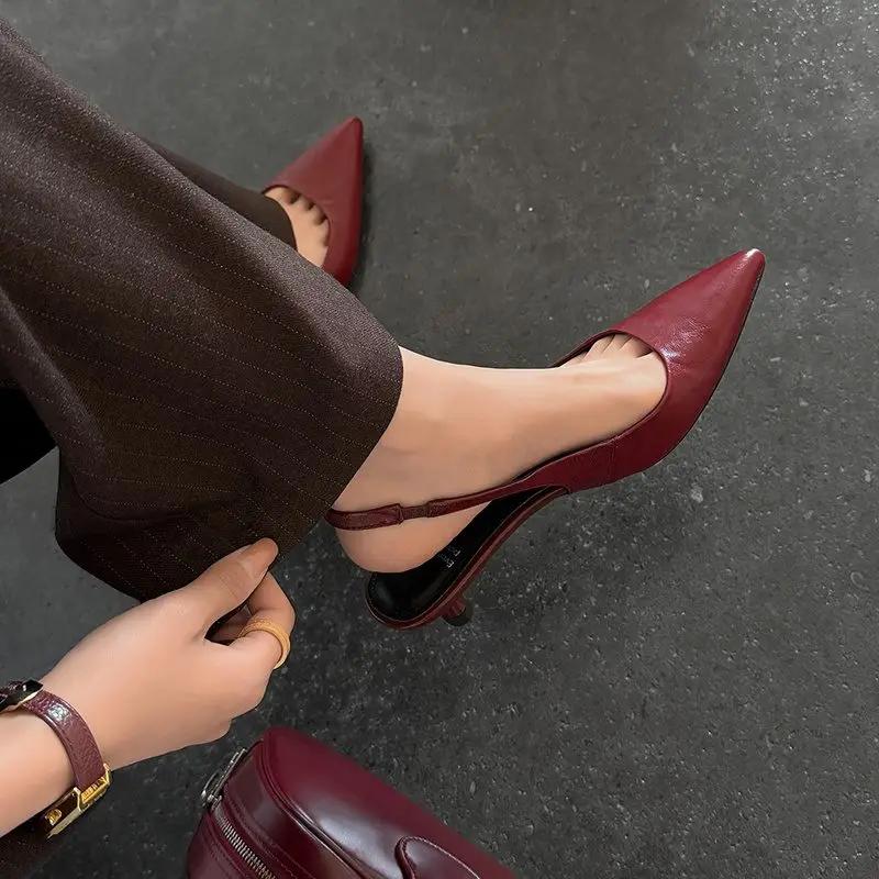 MORAZORA – sandales en cuir véritable pour femmes, grande taille 34-42, chaussures à bout pointu, à