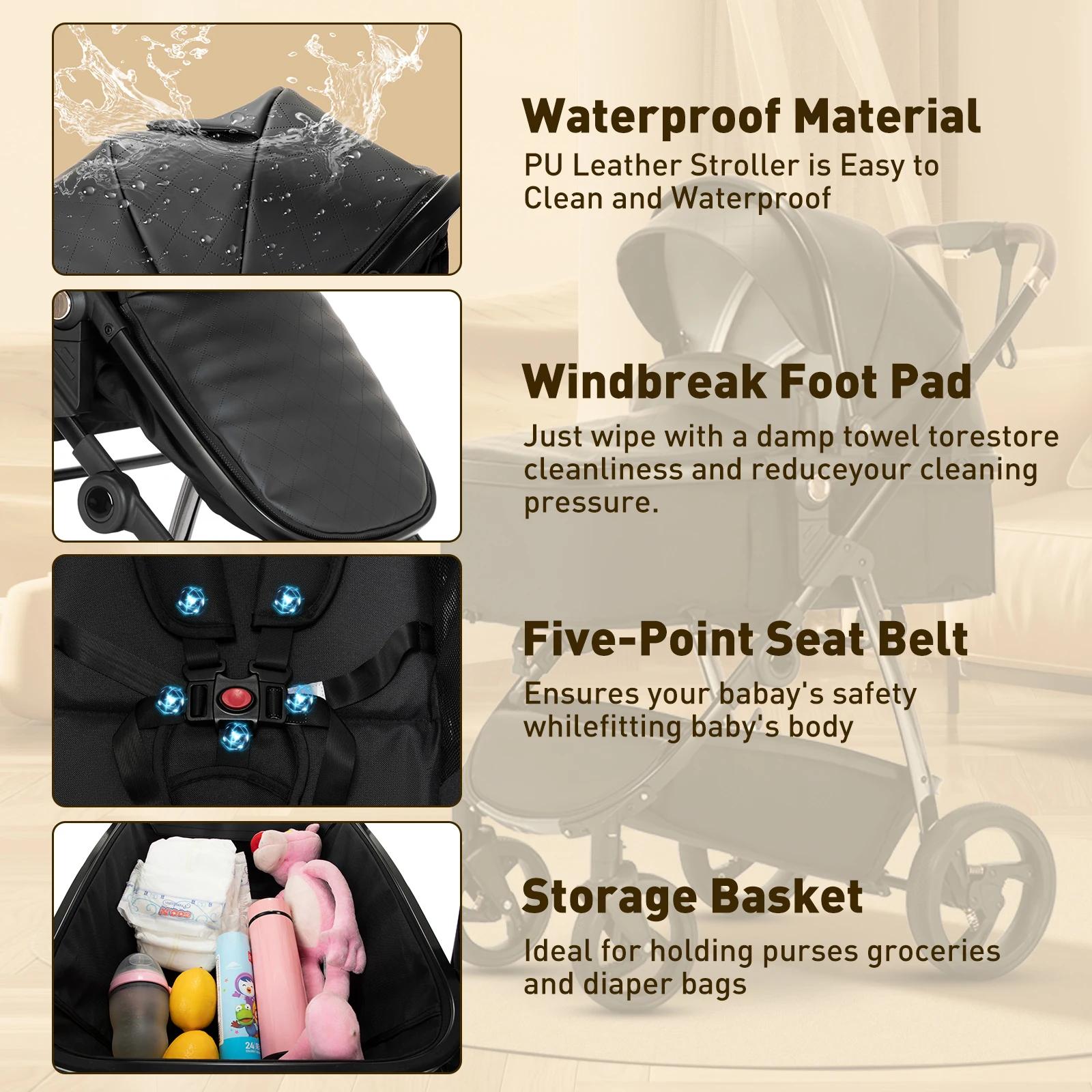 3 en 1 landau poussette Portable luxueux voyage landau haut paysage nouveau-né bébé poussette avec p