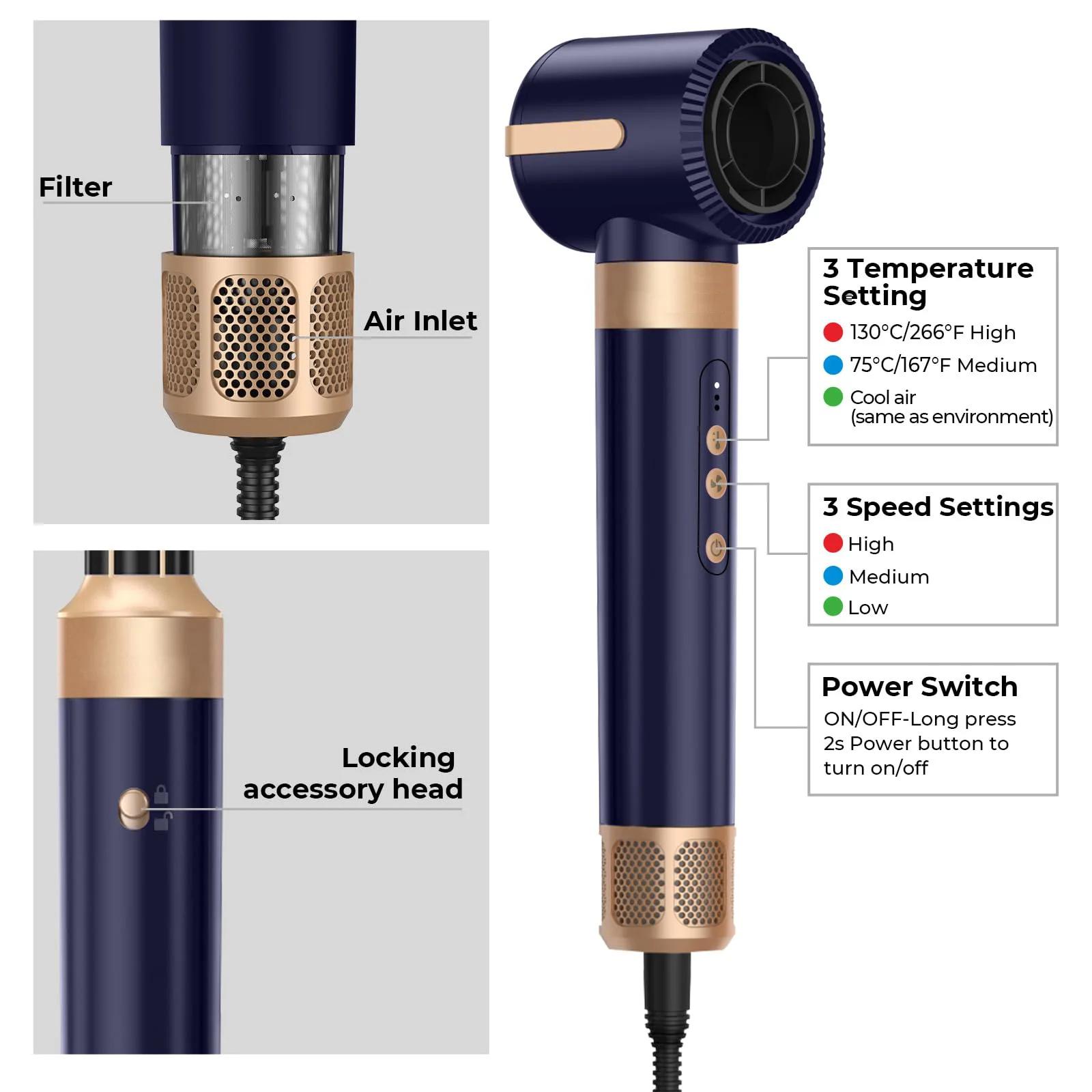 UKLISS Brosse sèche-cheveux 7 en 1, ensemble de coiffeur d'air avec fer à friser, brosse ronde, liss