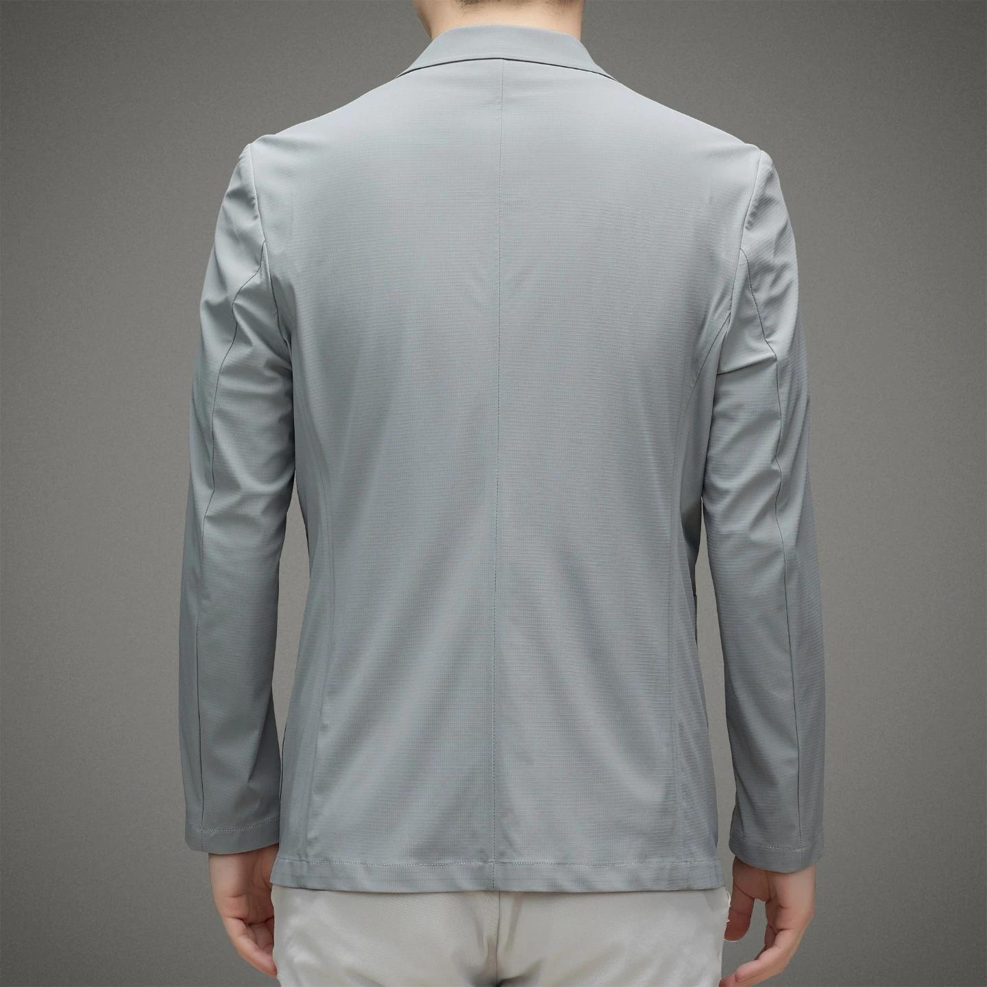 Blazer Décontracté Homme Soie de Glace Sans Couture Haute Élasticité Protection Solaire Veste d'Été