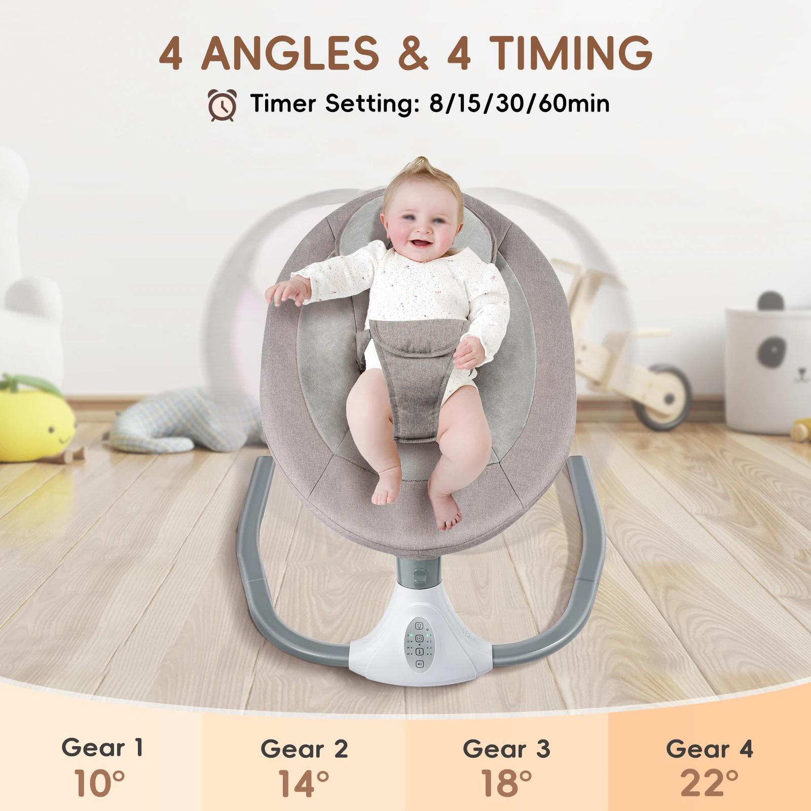 Berceau à bascule pour bébé, 4 vitesses, électrique, chaise à bascule, lit avec télécommande, panier