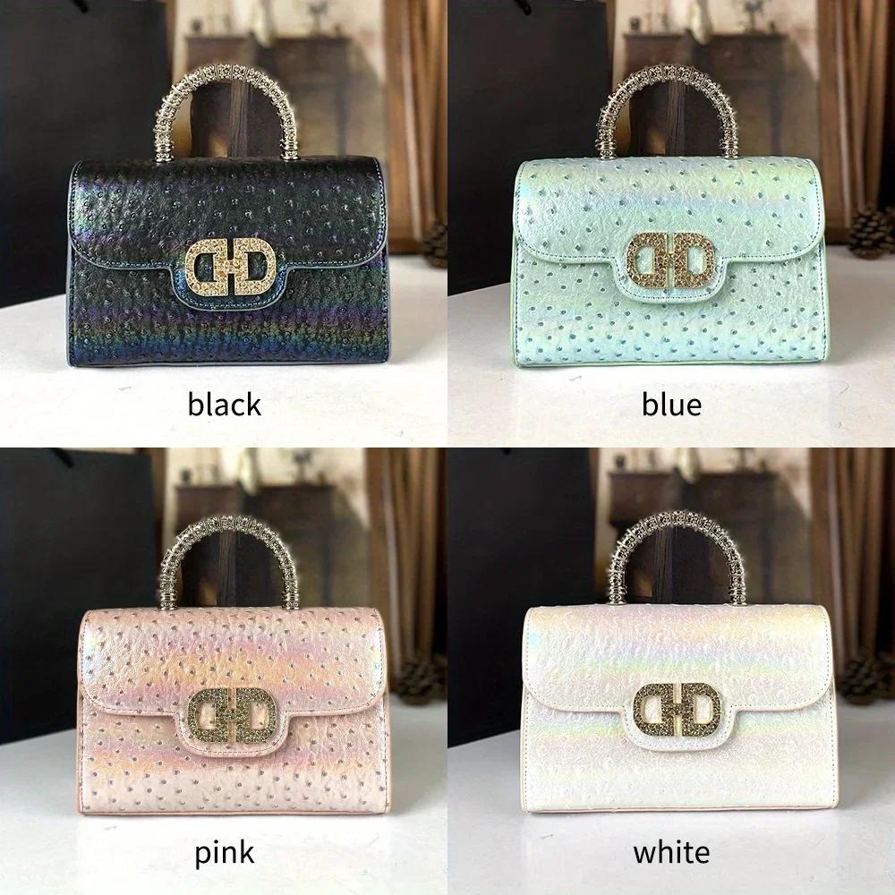Sac à main à motif d'autruche avancé incrusté de diamants pour femmes, nouveau sac à bandoulière hau