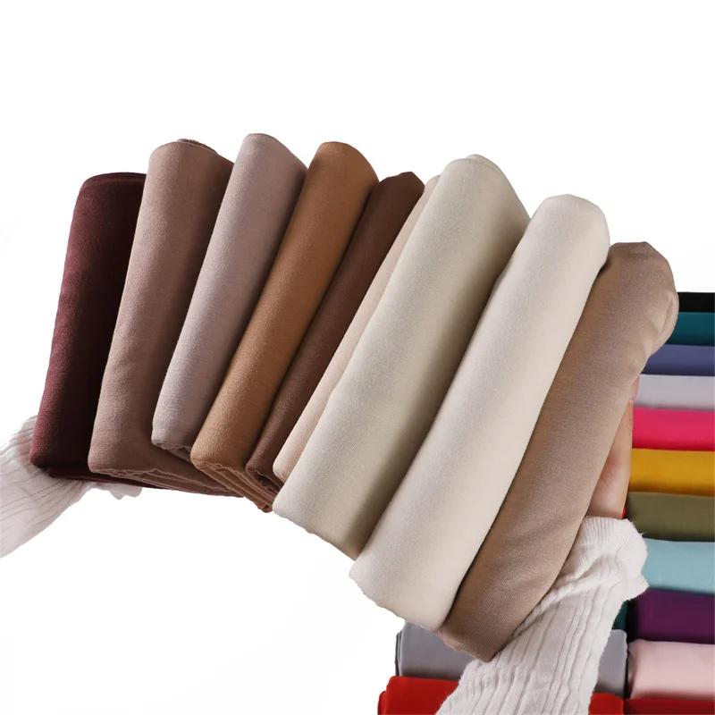 80*180 cm Modal rayonne coton musulman Jersey Hijab femmes couleur unie écharpe Ramadan Long châle p