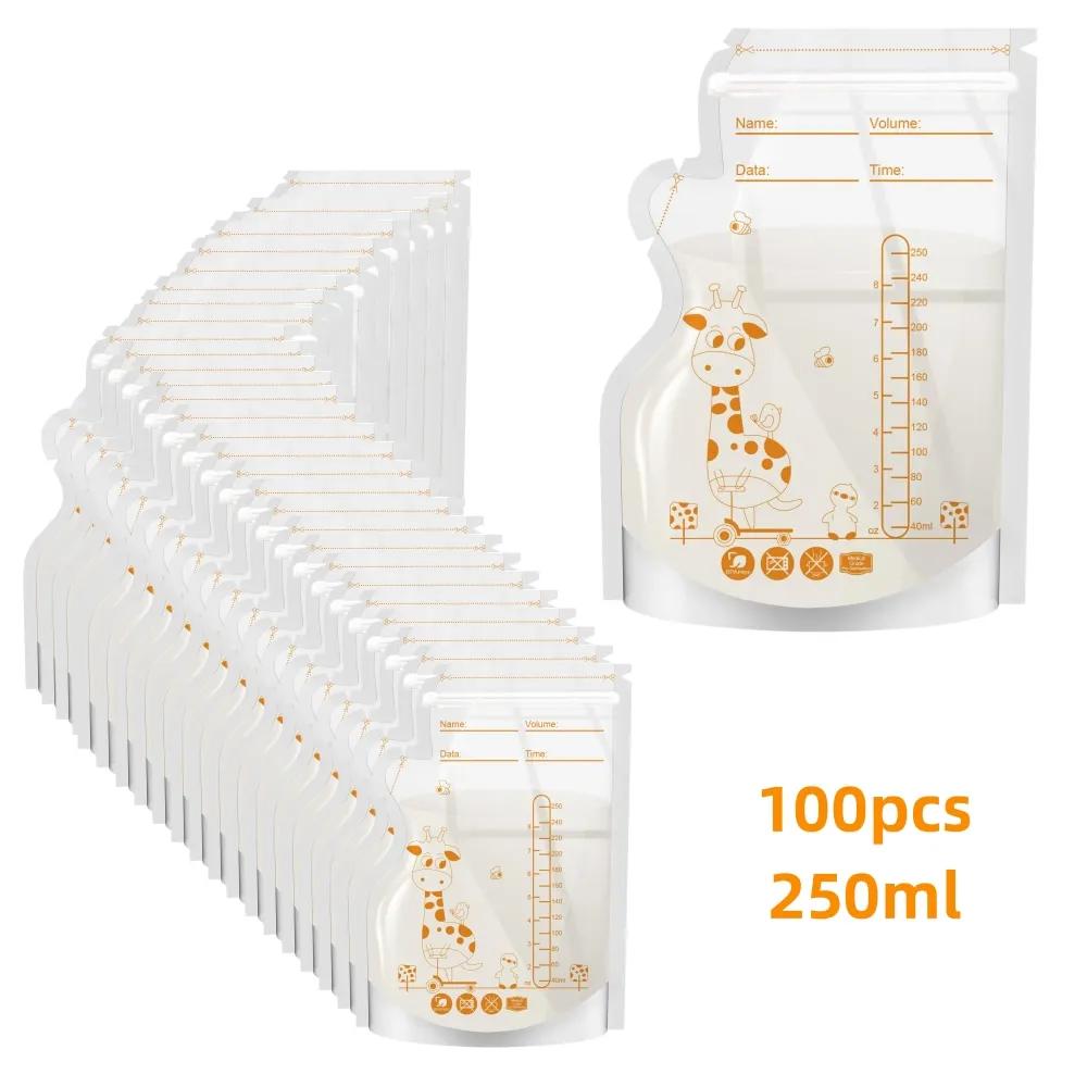 Sacs de conservation jetables pour lait maternel, 100 ou 50 paquets, capacité de 250ml, qualité hosp