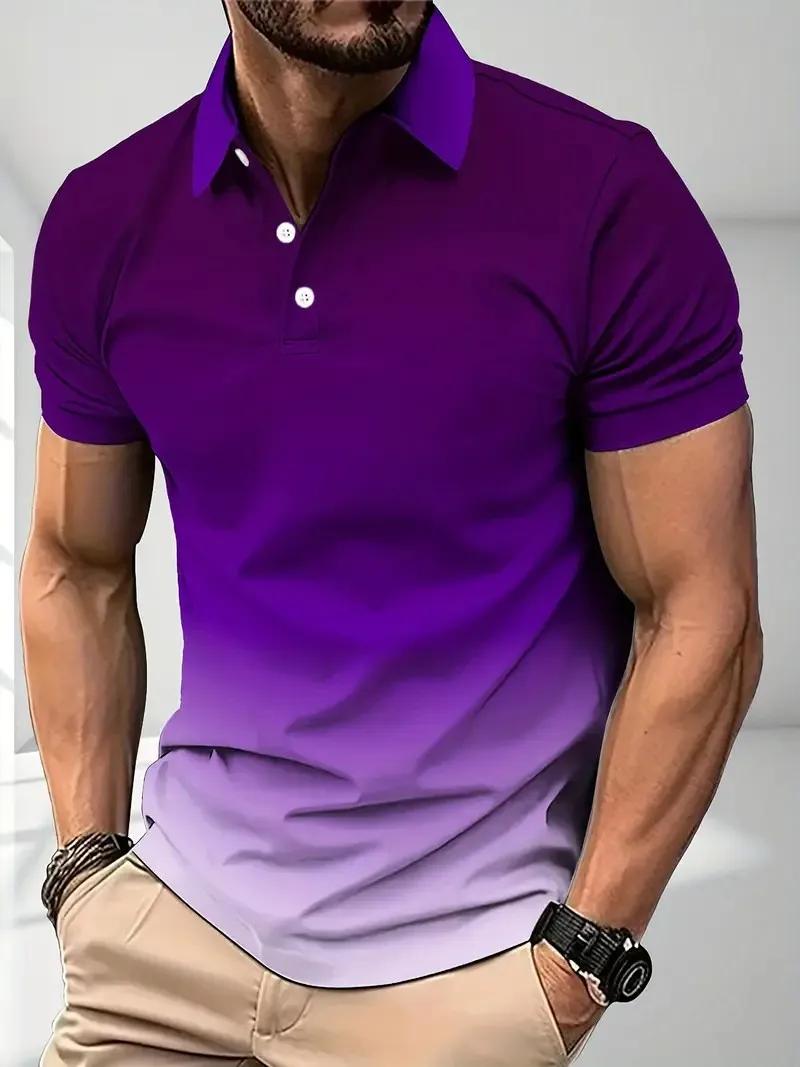 La nouvelle chemise POLO pour hommes d'été 2025 présente une impression de couleur dégradée 3D décon