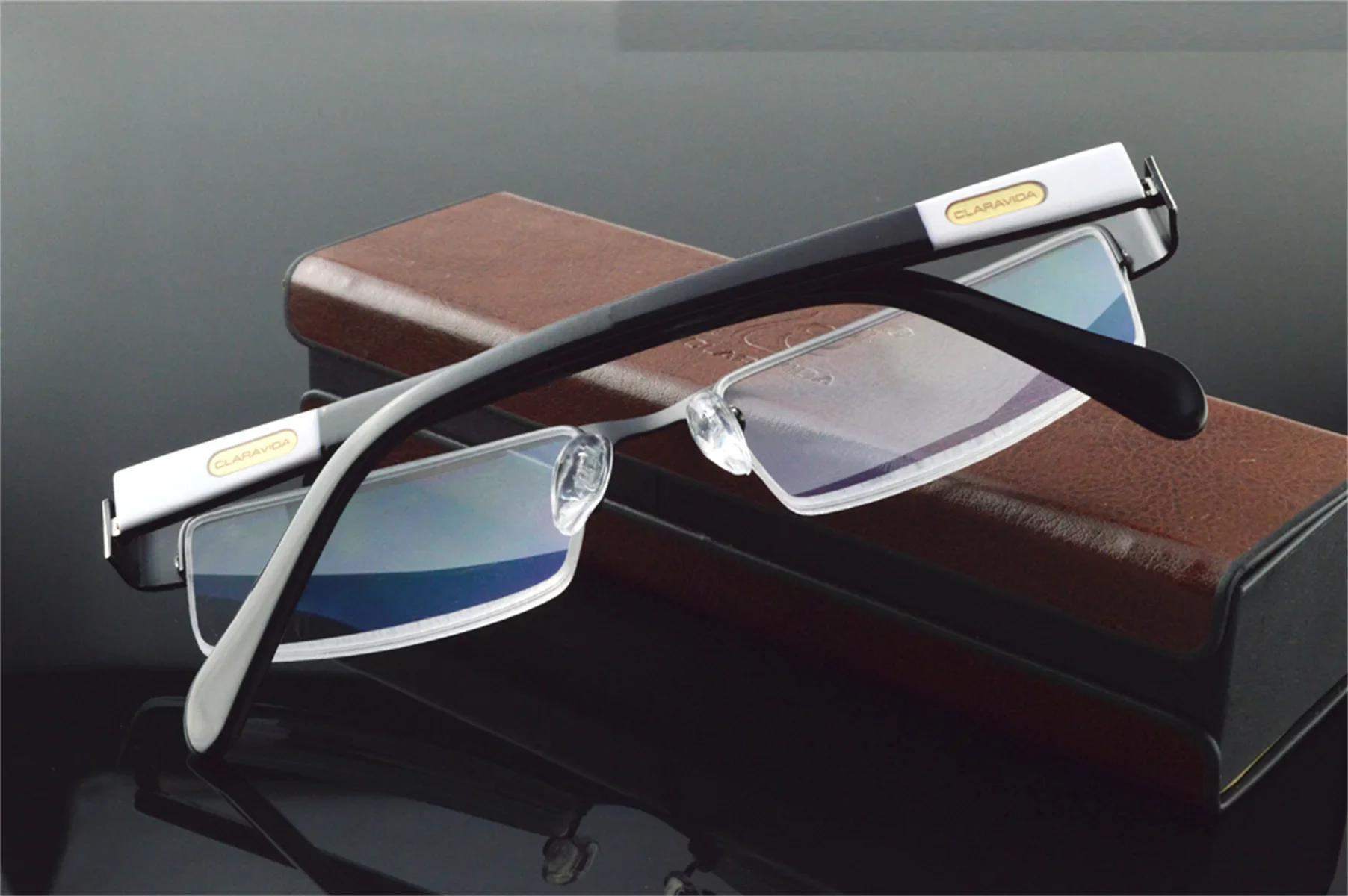 Lunettes de lecture à revêtement multicouche demi-jante en alliage de titane, style professionnel, 0