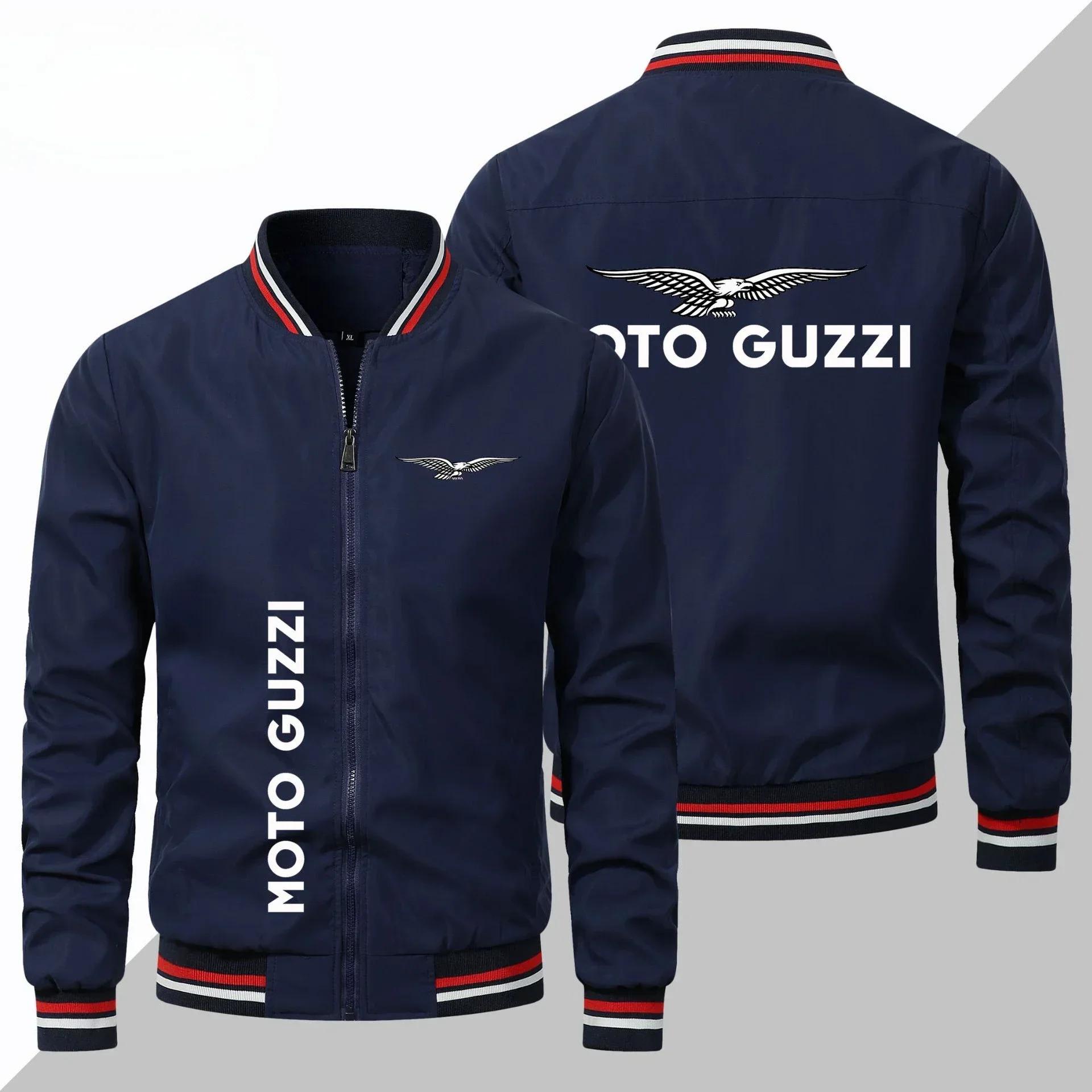 Printemps et automne nouveau MOTO-GUZZI moto logo fermeture éclair bombardier décontracté en plein a