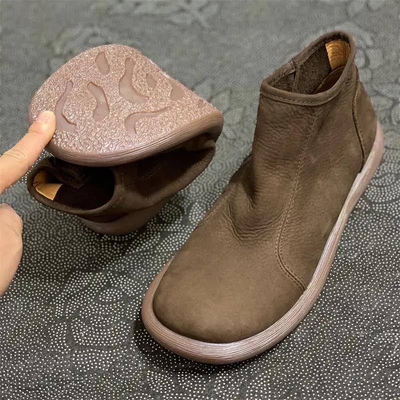 Bottes Chelsea à bout large pour hommes, chaussures d'automne et d'hiver en cuir de vache, montantes