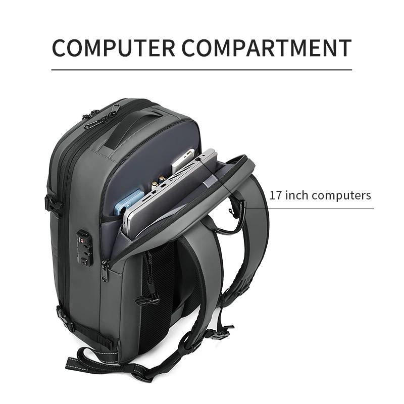 Sac à dos de voyage à compression sous vide pour hommes, sac à dos pour ordinateur portable 17 pouce