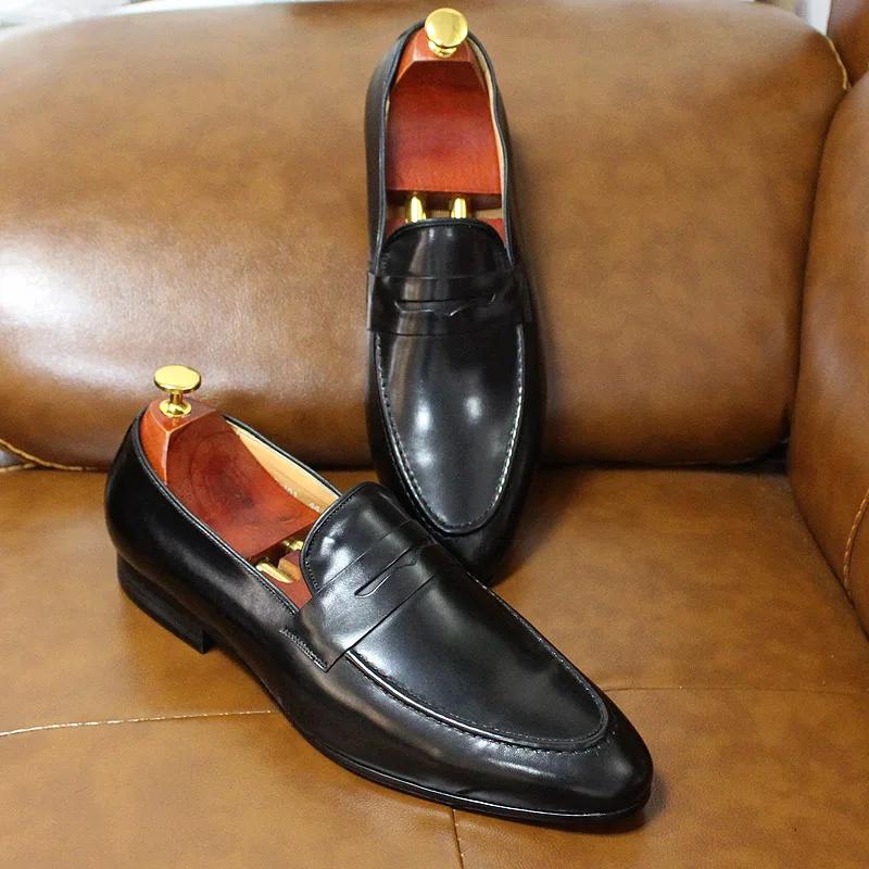 FELIX CHU hommes Penny mocassins chaussures en cuir véritable élégant fête de mariage chaussures hab