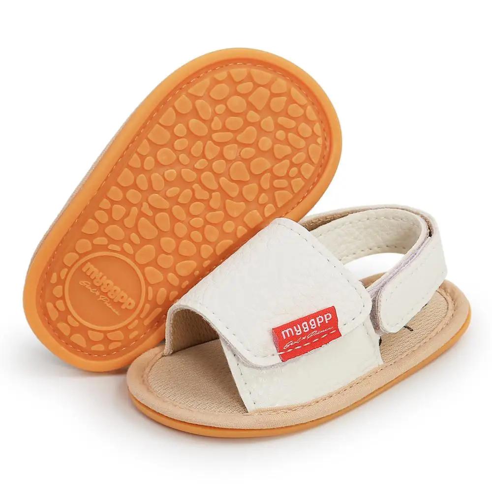 Sandales classiques en cuir pour bébés garçons et filles, antidérapantes, avec nœud de couleur unie,