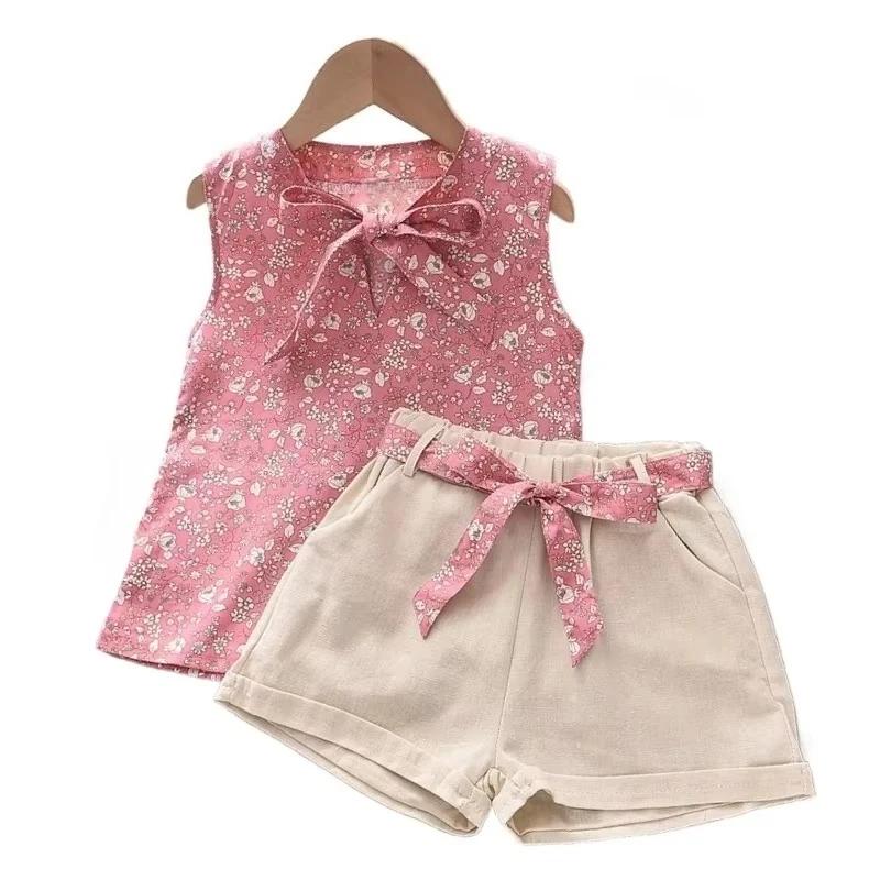 Vêtements d'été pour bébés filles, gilet sans manches et short, 2 pièces/ensembles, vêtements pour t
