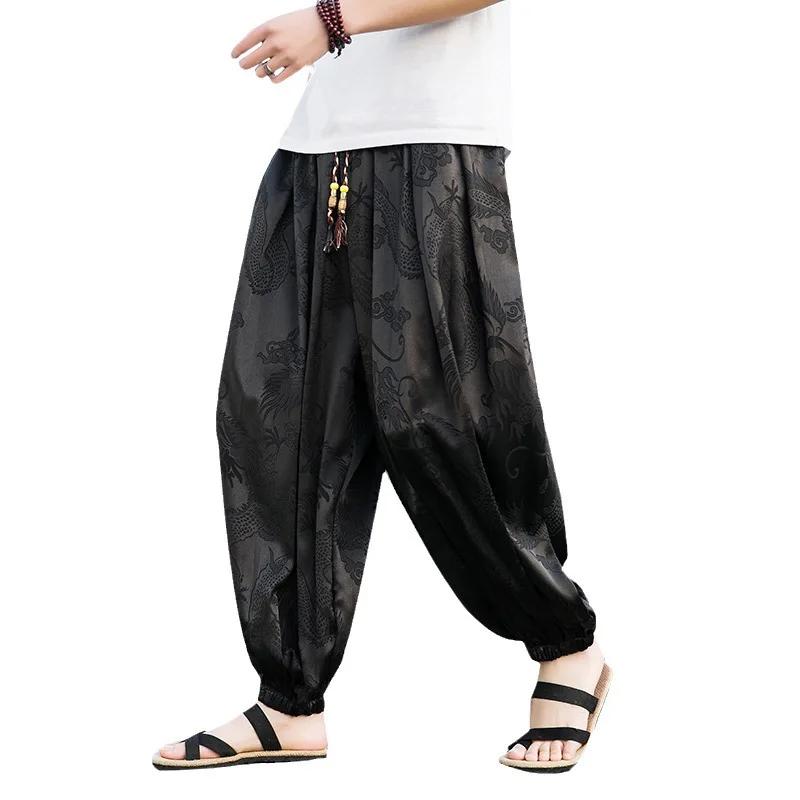 FGKKS 2023 pantalons de marque d'extérieur pour hommes Lce soie Dragon fleur foncée lâche Bloomers h