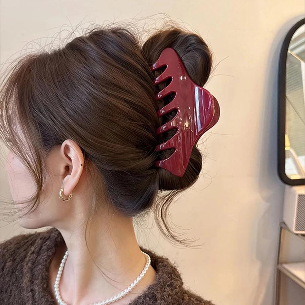 Pince à cheveux rétro coréenne en acétate, grand crabe, pince requin, épingle à cheveux Simple, queu