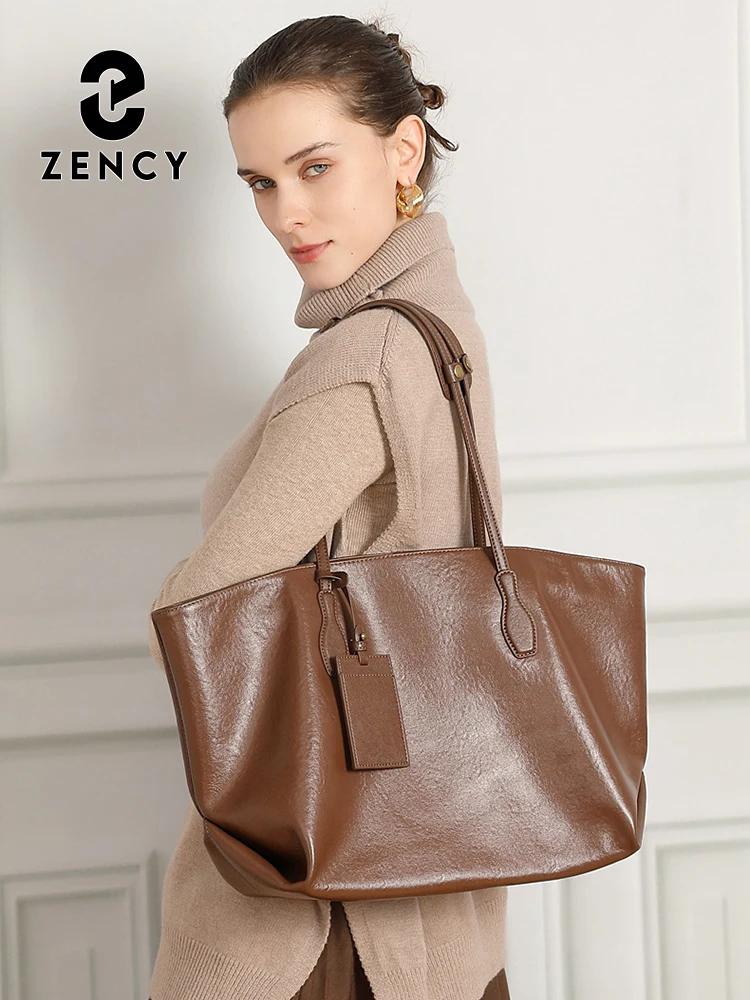 Zency – sac à main rétro pour femmes, 100% cuir véritable, sac à bandoulière pour dames, fourre-tout