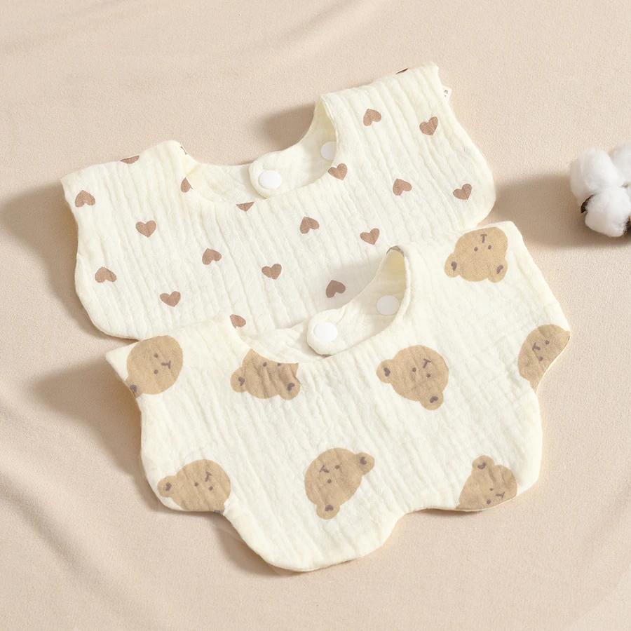 4 bavoirs pour bébé super doux et confortables, adaptés aux âges de 0 à 3 ans, avec boutons dissimul