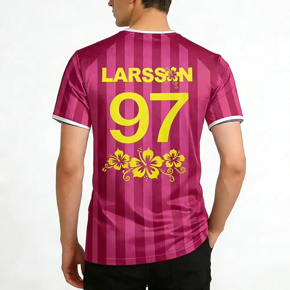 Zara Larsson Midnight Sun Pink Football Jersey Street T-shirt unisexe imprimé tendance à col rond, t