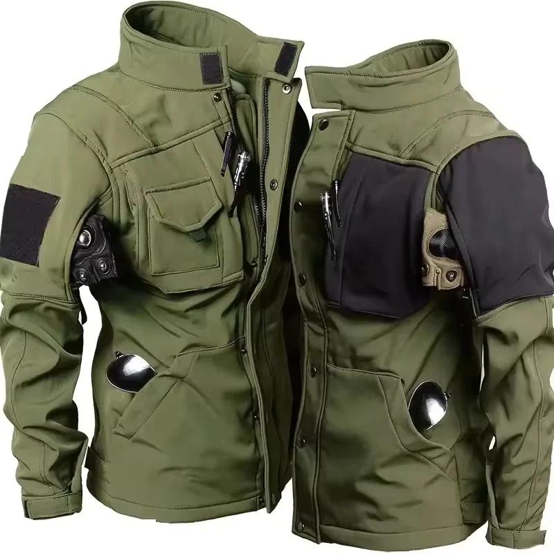 DulShlavabo-Veste coupe-vent à coque souple pour homme avec plusieurs poches, manteau coupe-vent, do