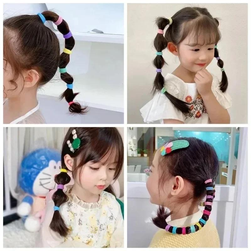 Attaches de cheveux élastiques en nylon de base colorées pour filles, chouchou pour queue de cheval,