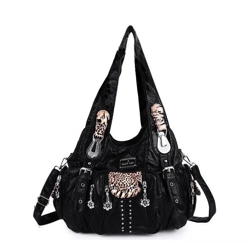 Sac vintage pour femmes, sacs à main tendance en cuir PU, sacs à bandoulière, sacs fourre-tout grand