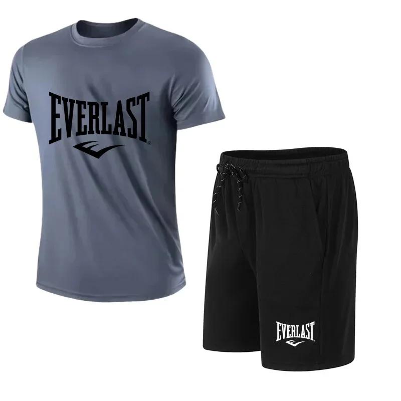 Ensemble 2 pièces T-shirt et short pour homme EVERLAST – Tenue de sport décontractée à manches court