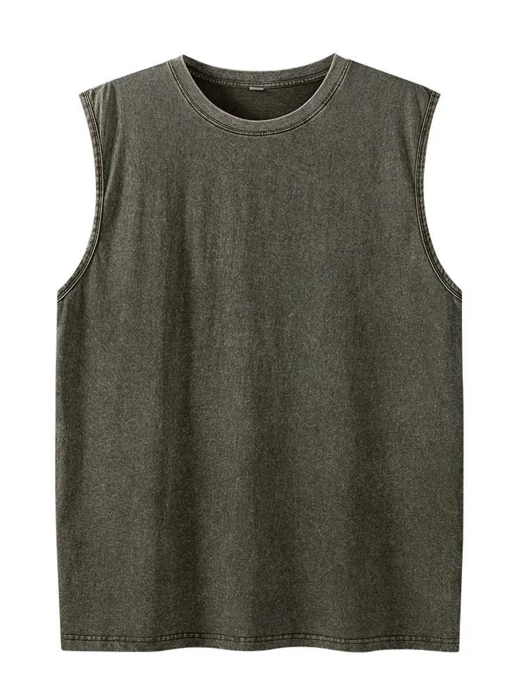 2025 été nouveau coton hommes lavé coton débardeurs Muscle Gym sans manches entraînement t-shirts co