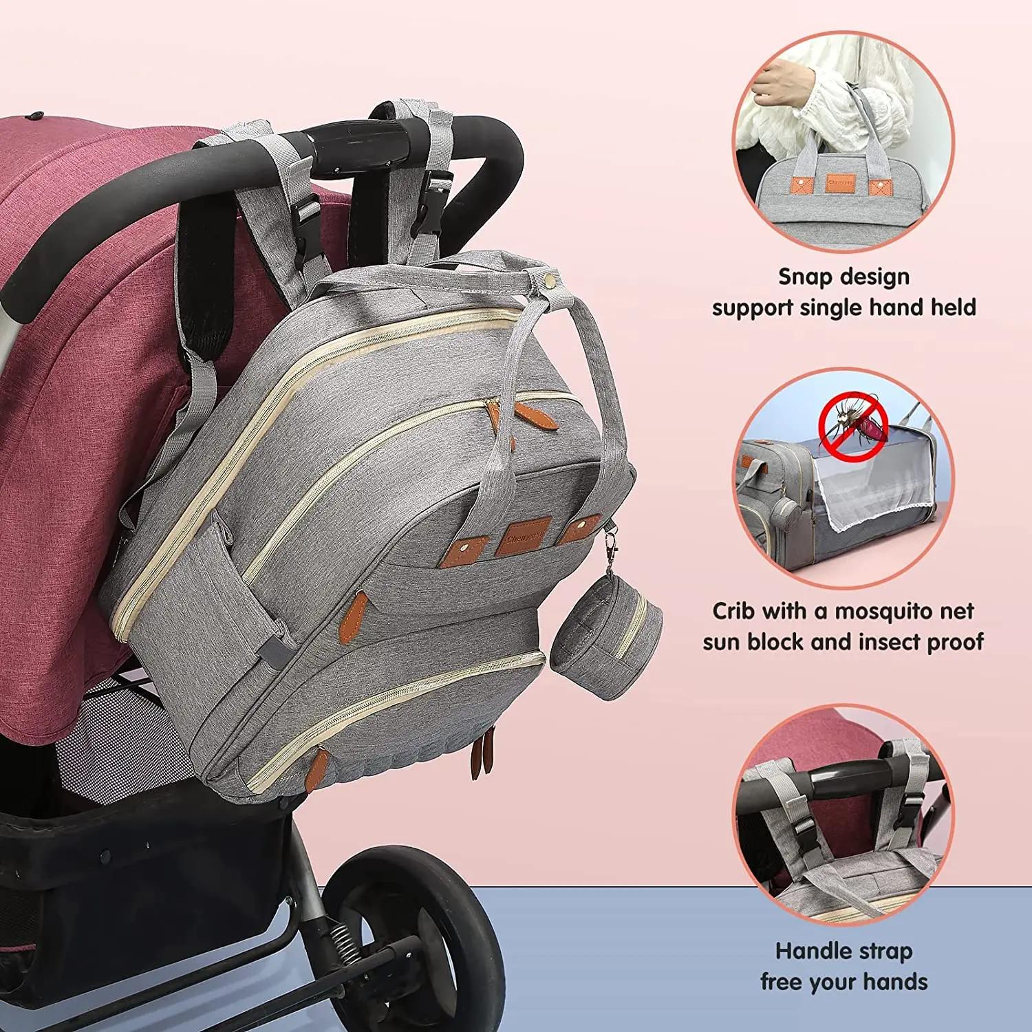 Sac à dos à couches 3 en 1 pour bébé, pliable, lit de bébé, sac de voyage étanche avec chargement US