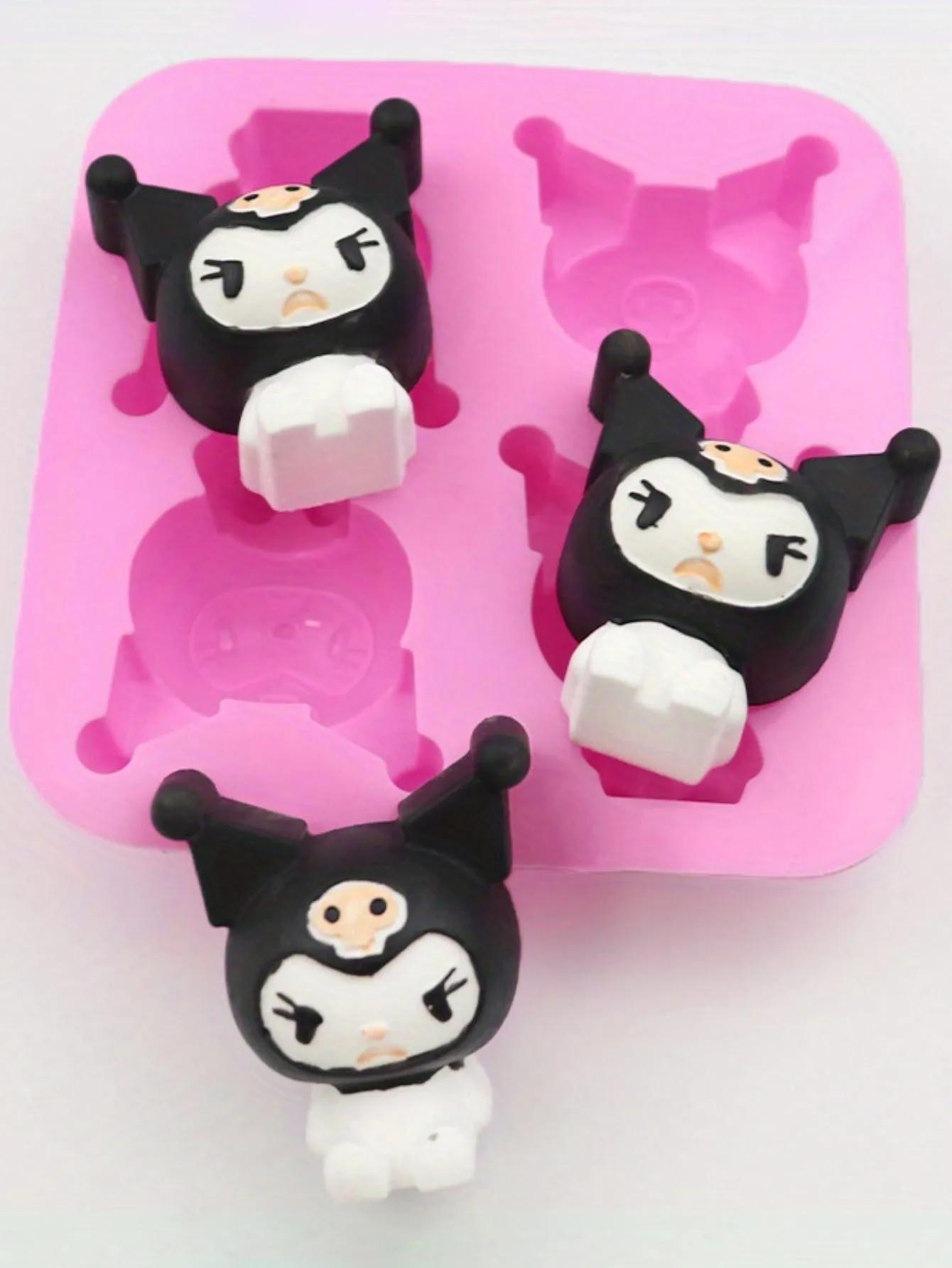 Moule de cuisson en silicone HelloKittys Kuromi Cinnamoroll, 4 cavités, qualité alimentaire, flexibl