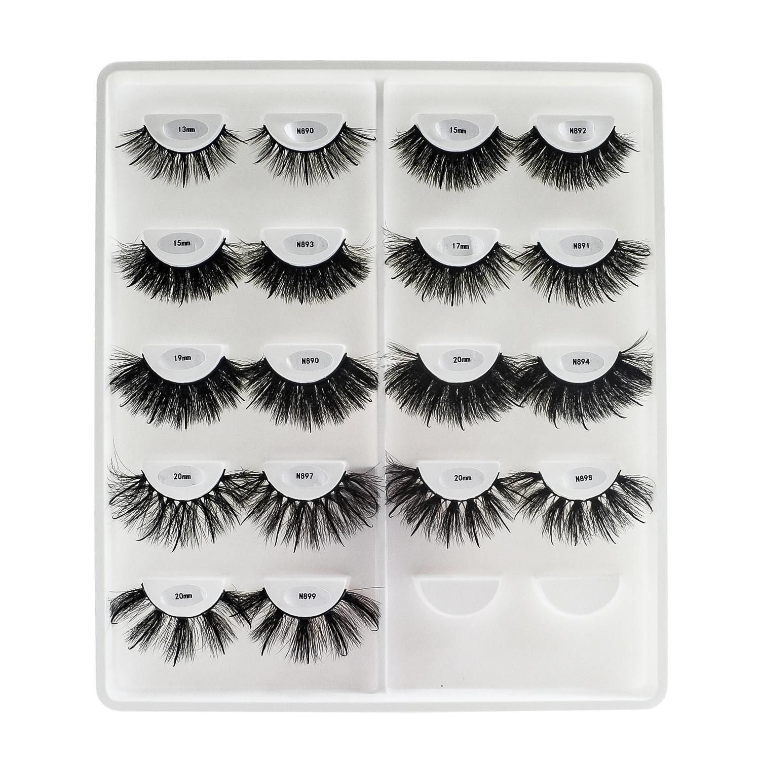 Livraison gratuite 10 paires/pack moelleux vaporeux bande naturelle cils avec pointes en gros en vra