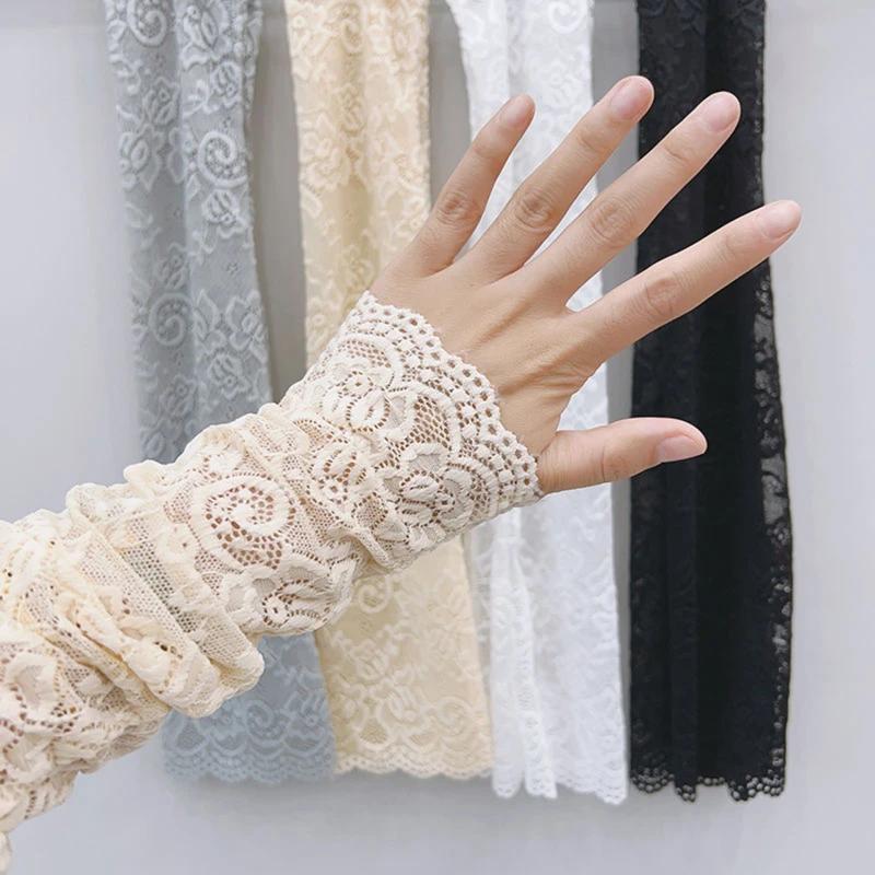 Gants de conduite à manches élastiques pour femmes, mitaines sans doigts, crème solaire, noir, blanc