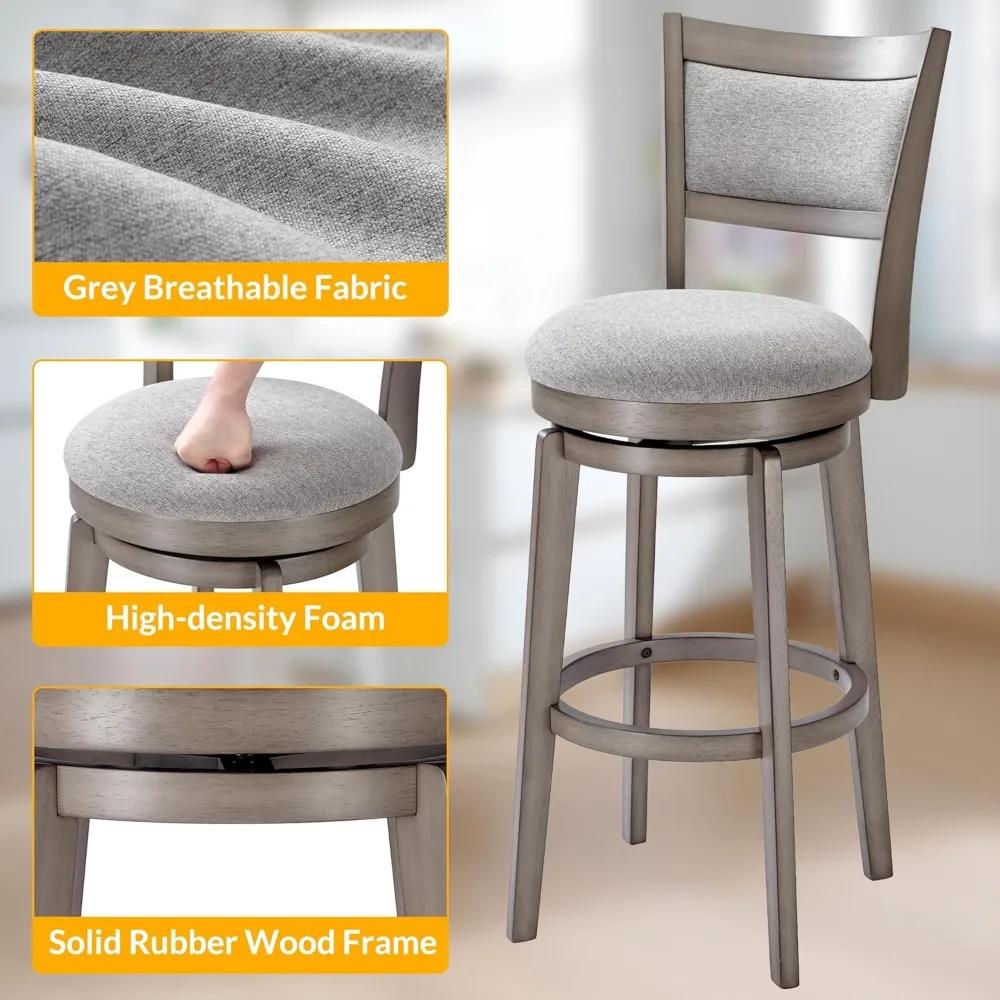 Ensemble de 4 tabourets de bar pivotants, tabourets de bar à hauteur de 30 pouces, tabouret de bar à