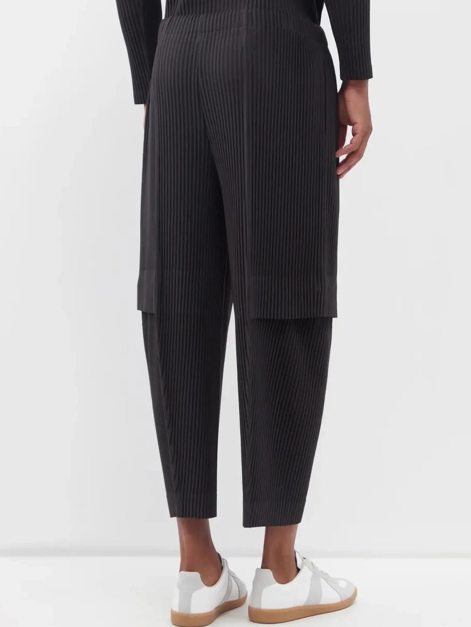 Ata Yake-Pantalon Cargo Plissé pour Homme, Pantalon Droit, Salopette adt, Baggy, Noir, Mode Décontra