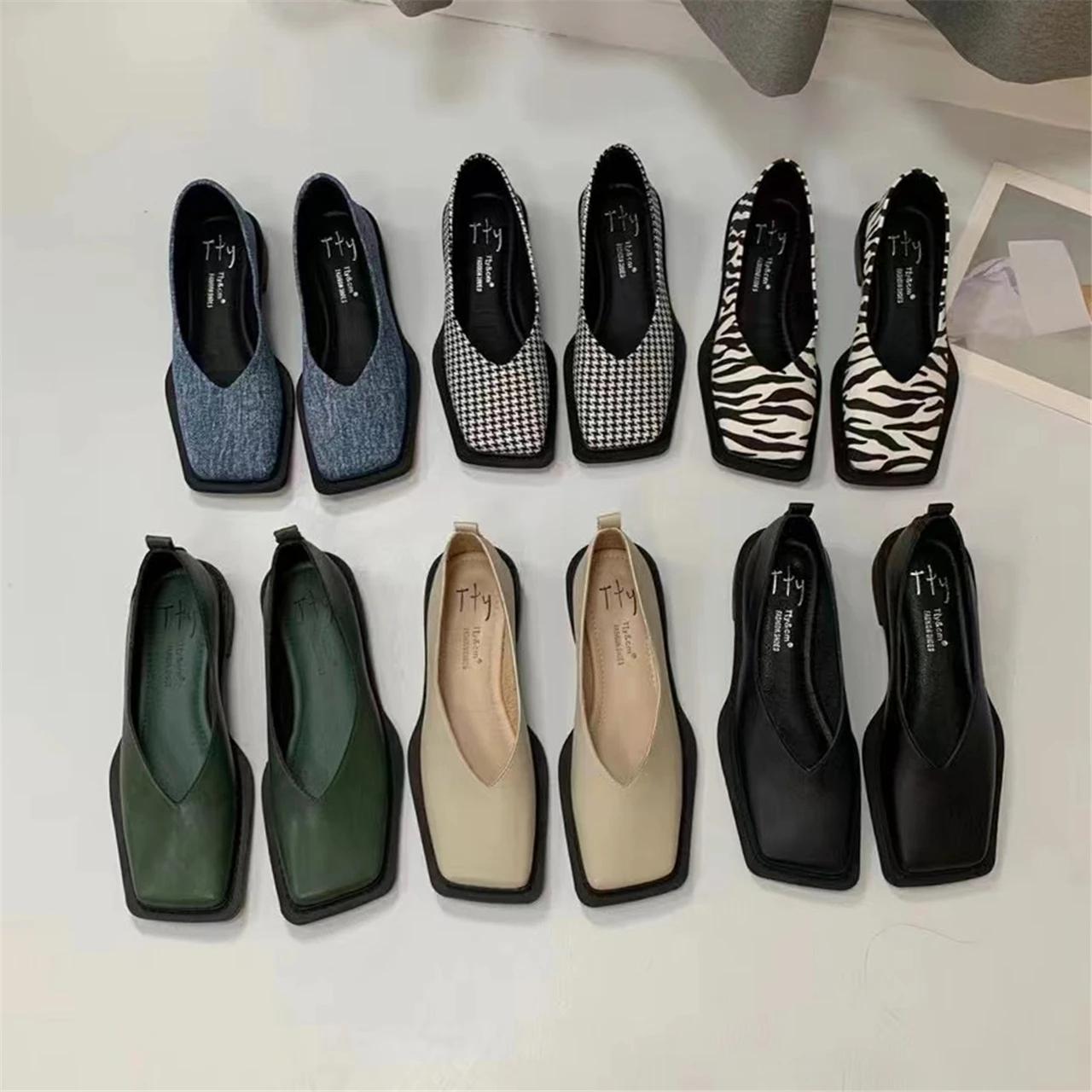 Bailamos-Chaussures plates carrées pour femmes, mocassins décontractés, doux, élastiques, ballerine