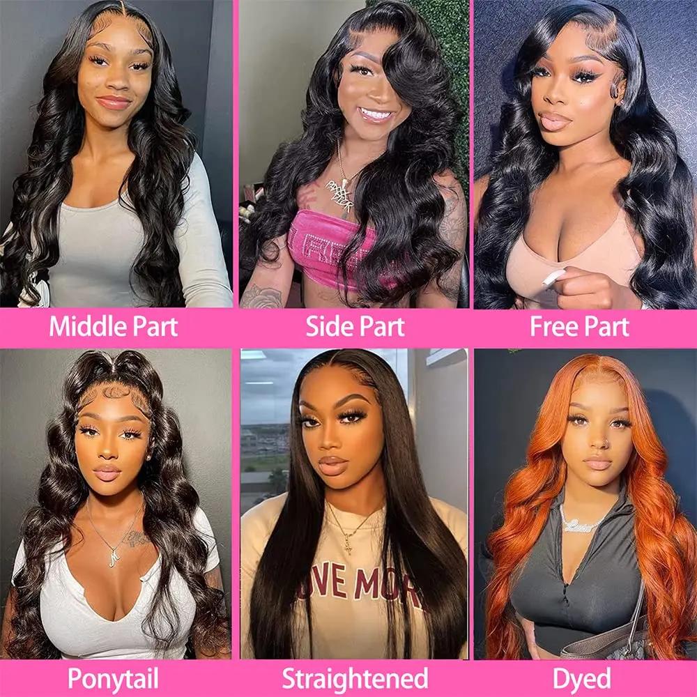 Perruque Lace Front Wig Body Wave Brésilienne Naturelle, Cheveux Bouclés, Sans Colle, 13x6, 13x4, HD