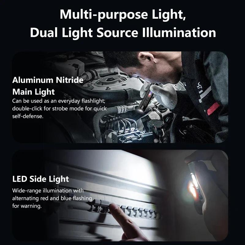 Lampe torche multifonctionnelle 6-en-1 Lenovo avec lumière latérale COB, rechargeable, magnétique, b