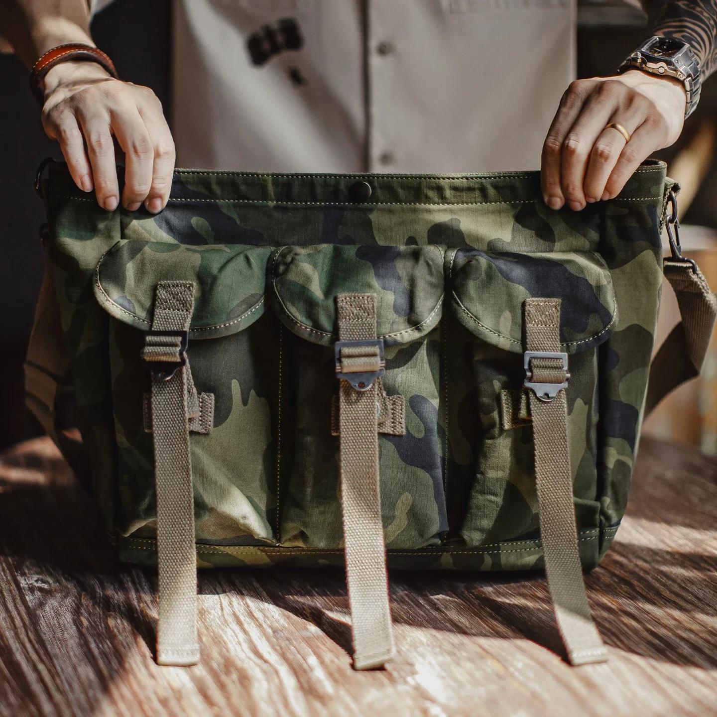 Maden – sac à bandoulière tactique Vintage pour hommes, sacoche en coton de Camouflage, grande capac