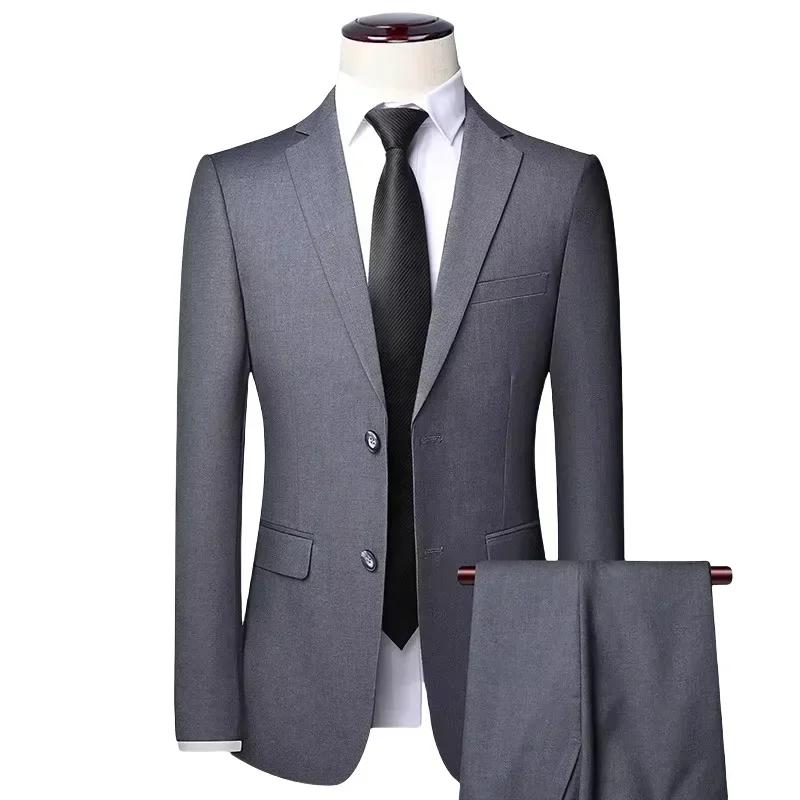 S-8XL (Blazer + pantalon) mode homme affaires décontracté extérieur Gentleman tendance simple bouton