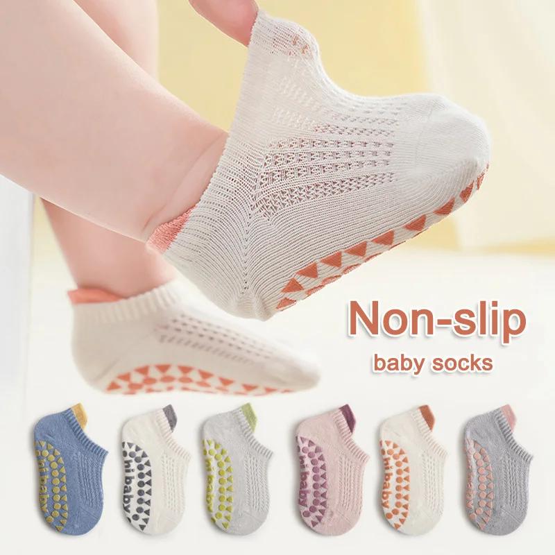 6 paires de chaussettes de sol antidérapantes en coton pour bébés garçons et filles, été pour enfant