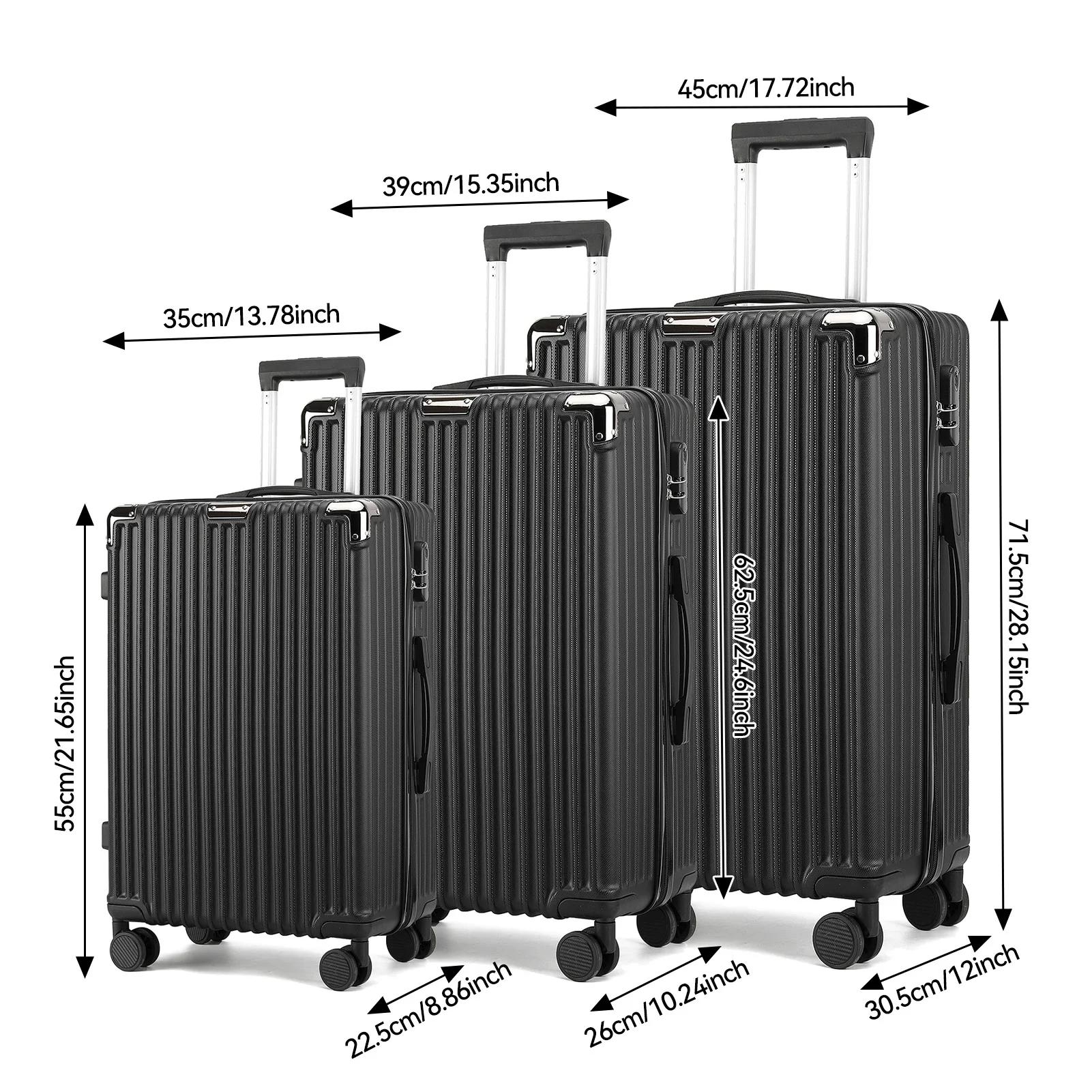 Ensemble de bagages Fangange 3 pièces, roues silencieuses universelles, avec serrure à combinaison,