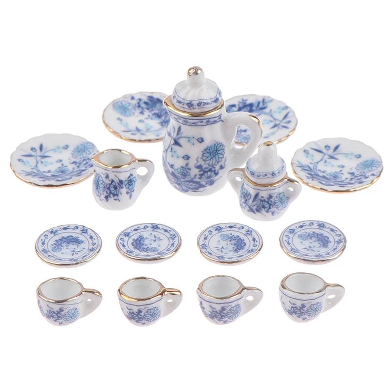 Vaisselle Miniature pour maison de poupée 1:12, 15 pièces, ensemble de tasses à thé en céramique et