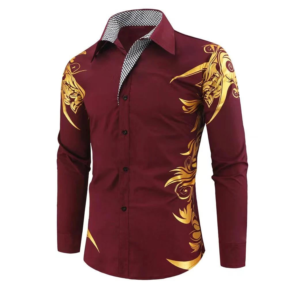 Chemise à manches longues pour hommes, chemise imprimée, mode, décontractée, haute qualité, élégante