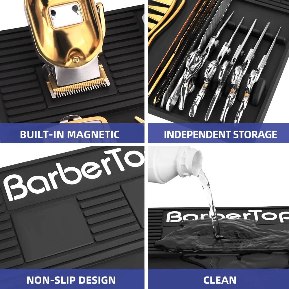 Plateau magnétique pour barbier à 6 emplacements, organisateur d'outils pour coiffeur, tapis de tabl