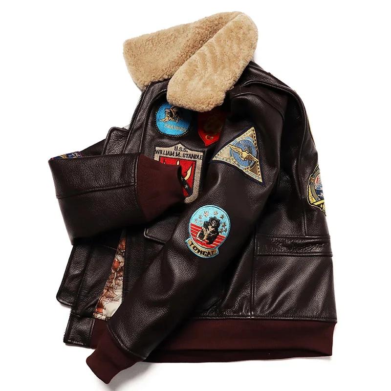 Vêtements militaires G1 veste de vol épaississement matelassé 100 % vestes en cuir de vachette homme