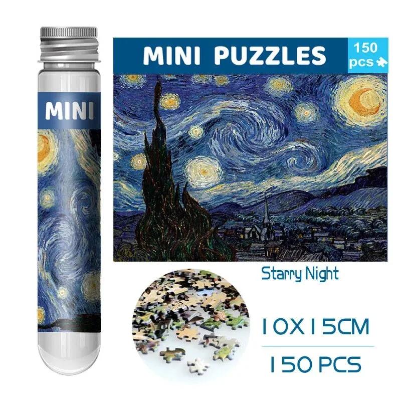 Puzzle dans un tube à essai, peinture de renommée mondiale, Van Gogh, la nuit étoilée, cadeau de Noë